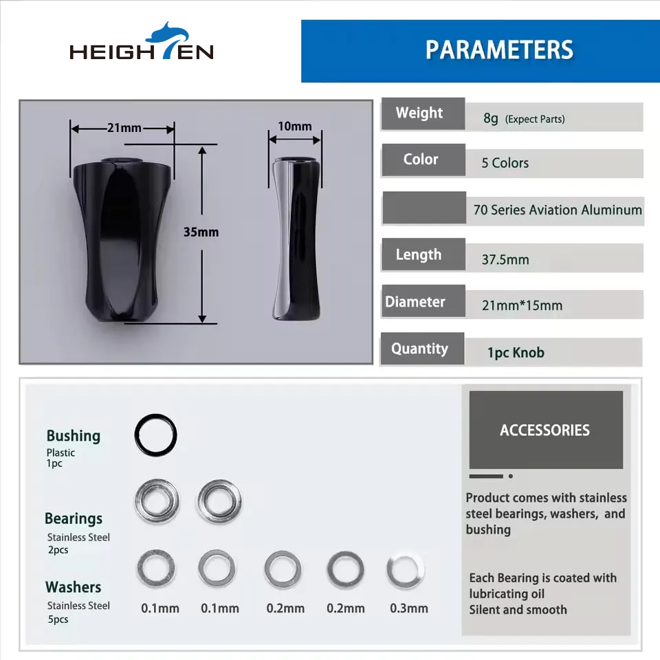 HEIGHTEN 21mm Reel Handle Alum - đánh giá và giá Reel Drag Knob